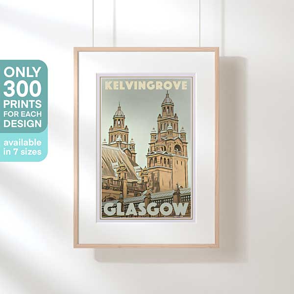 GLASGOW KELVINGROVE POSTER | Limited Edition | Original Design by Alecse™ | Vintage Travel Poster Series