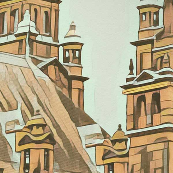 Close-up of the 'Kelvingrove' Poster highlighting Alecse's digital watercolor style