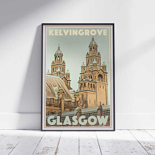 Framed GLASGOW KELVINGROVE POSTER | Limited Edition | Original Design by Alecse™ | Vintage Travel Poster Series