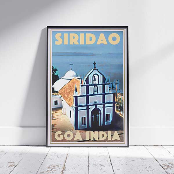 Framed SIRIDAO CHURCH GOA POSTER | Limited Edition | Original Design by Alecse™ | Vintage Travel Poster Series