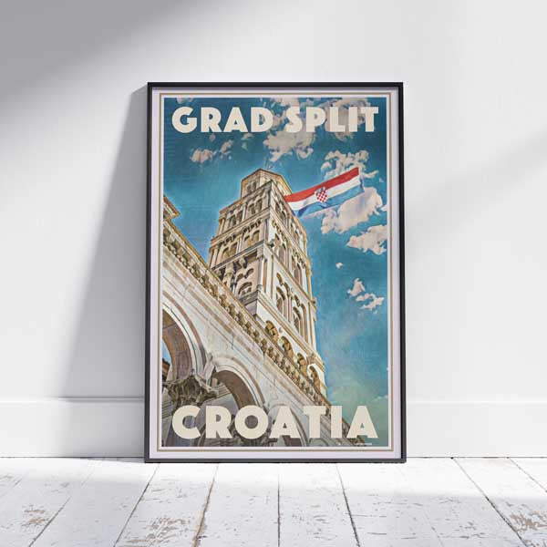 Framed Split poster by Alecse, limited edition Croatia Travel Poster
