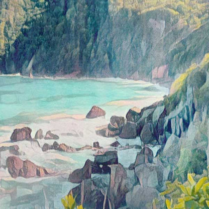 Details of the poster / Close-up view | Please note that all our Art Prints have an half tone render to mimic the old posters printing process where colors were rendered by the juxtaposition of dots of different colors and sizes | Those art prints are not photos and are not supposed to be crisp | All blurs and vintage effects are intended by the artist