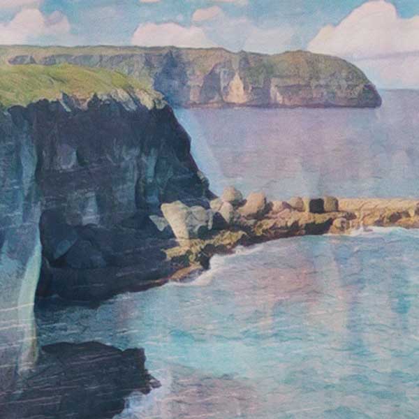 Details of the poster / Close-up view | Please note that all our Art Prints have an half tone render to mimic the old posters printing process where colors were rendered by the juxtaposition of dots of different colors and sizes | Those art prints are not photos and are not supposed to be crisp | All blurs and vintage effects are intended by the artist