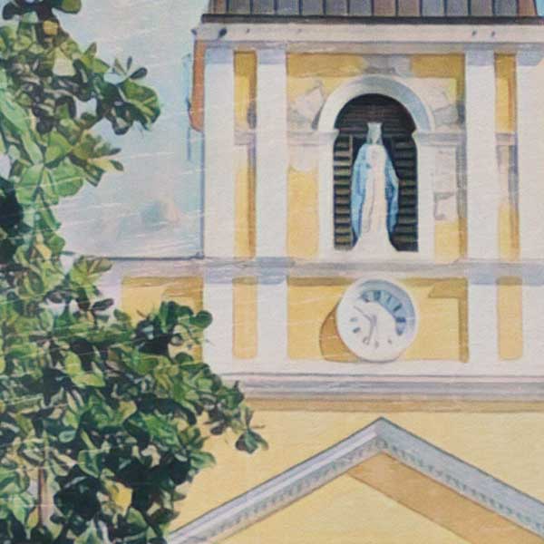 Details of the poster / Close-up view | Please note that all our Art Prints have an half tone render to mimic the old posters printing process where colors were rendered by the juxtaposition of dots of different colors and sizes | Those art prints are not photos and are not supposed to be crisp | All blurs and vintage effects are intended by the artist