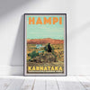 Framed HAMPI HANUMAN TEMPLE POSTER | Limited Edition | Original Design by Alecse™ | Vintage Travel Poster Series