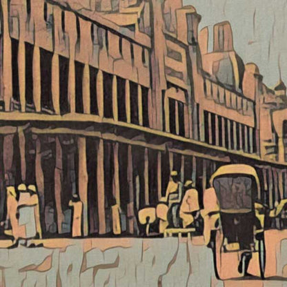 Details of the poster / Close-up view | Please note that all our Art Prints have an half tone render to mimic the old posters printing process where colors were rendered by the juxtaposition of dots of different colors and sizes | Those art prints are not photos and are not supposed to be crisp | All blurs and vintage effects are intended by the artist