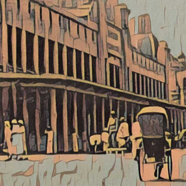 Details of the poster / Close-up view | Please note that all our Art Prints have an half tone render to mimic the old posters printing process where colors were rendered by the juxtaposition of dots of different colors and sizes | Those art prints are not photos and are not supposed to be crisp | All blurs and vintage effects are intended by the artist