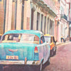 Close-up of Havana travel poster, showcasing Alecse’s signature soft focus style and pastel tones