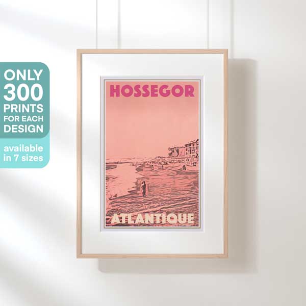 AFFICHE HOSSEGOR ROSE | Édition Limitée | Conception originale par Alecse™ | Série d'affiches de voyage vintage