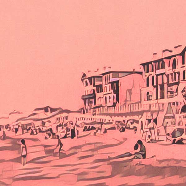 Details of the poster / Close-up view | Please note that all our Art Prints have an half tone render to mimic the old posters printing process where colors were rendered by the juxtaposition of dots of different colors and sizes | Those art prints are not photos and are not supposed to be crisp | All blurs and vintage effects are intended by the artist