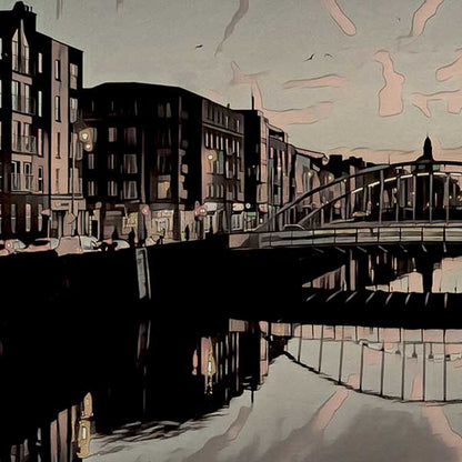 Close-up of the James Joyce Bridge Poster showcasing the delicate half-tone rendering and Alecse’s vintage style