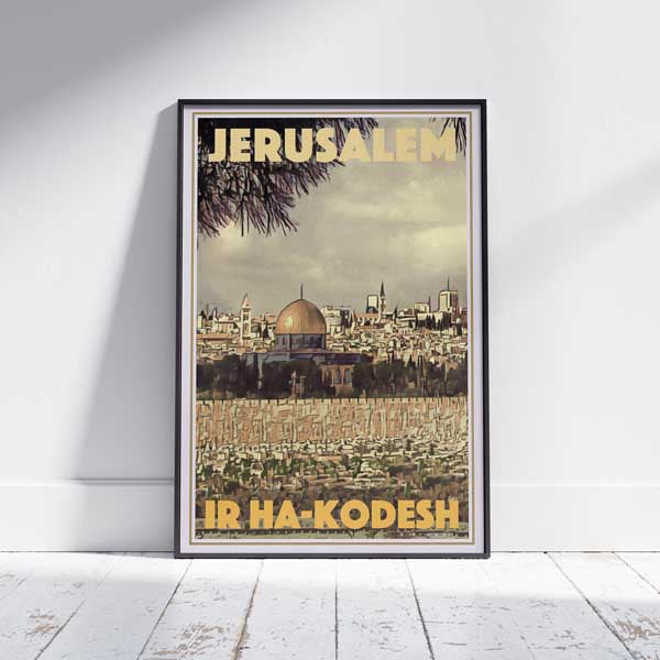 Framed JERUSALEM HOLY CITY POSTER | Limited Edition | Original Design by Alecse™ | Vintage Travel Poster Series