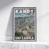 Affiche Kandy encadrée montrant le temple de la relique de la dent sacrée, affiche de voyage en édition limitée par Alecse