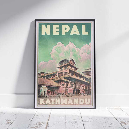 Affiche Katmandou encadrée | Affiche de voyage au Népal par Alecse, édition limitée
