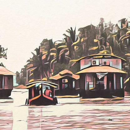 Details of the poster / Close-up view | Please note that all our Art Prints have an half tone render to mimic the old posters printing process where colors were rendered by the juxtaposition of dots of different colors and sizes | Those art prints are not photos and are not supposed to be crisp | All blurs and vintage effects are intended by the artist