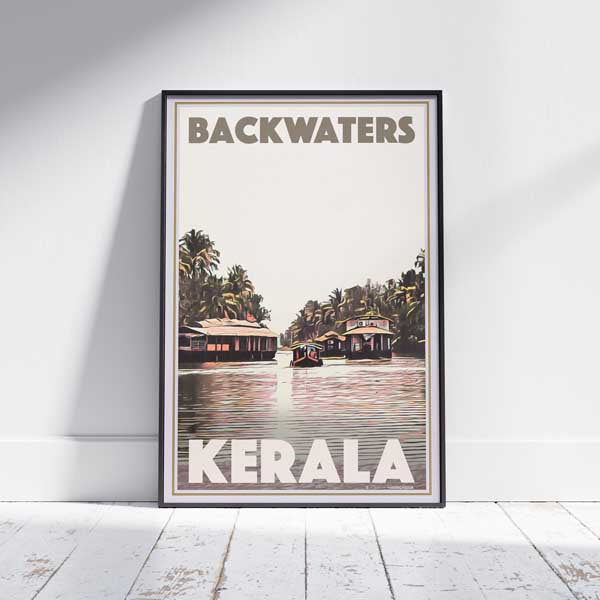 Framed BACKWATERS TRAFIC KERALA 2 POSTER | Limited Edition | Original Design by Alecse™ | Vintage Travel Poster Series
