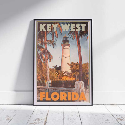 Framed KEY WEST LIGHTHOUSE POSTER | Limited Edition | Original Design by Alecse™ | Vintage Travel Poster Series