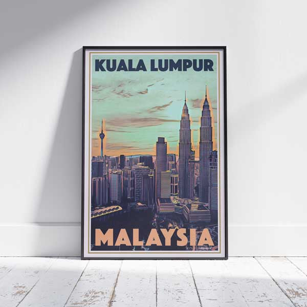 Framed KUALA LUMPUR MALAYSIA POSTER | Limited Edition | Original Design by Alecse™ | Vintage Travel Poster Series