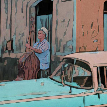 Details of the poster / Close-up view | Please note that all our Art Prints have an half tone render to mimic the old posters printing process where colors were rendered by the juxtaposition of dots of different colors and sizes | Those art prints are not photos and are not supposed to be crisp | All blurs and vintage effects are intended by the artist