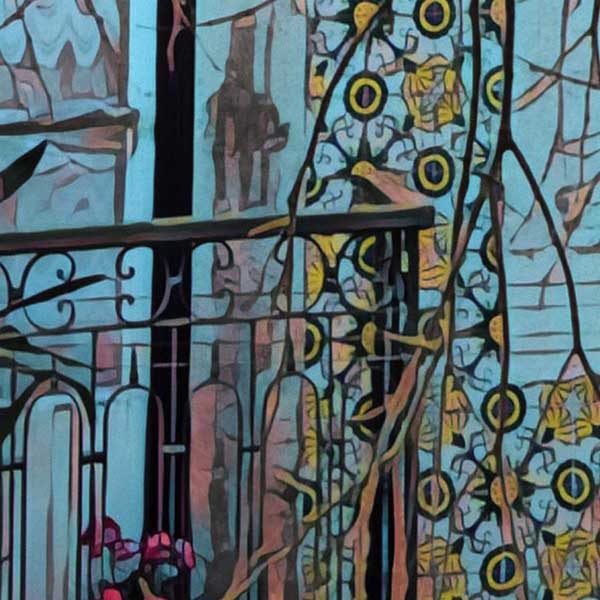 Details of the poster / Close-up view | Please note that all our Art Prints have an half tone render to mimic the old posters printing process where colors were rendered by the juxtaposition of dots of different colors and sizes | Those art prints are not photos and are not supposed to be crisp | All blurs and vintage effects are intended by the artist