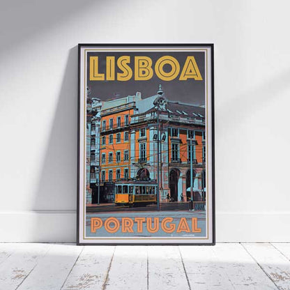 Alecse's Lisbon Poster with Yellow Tram, encapsulating the vibrant street life of Portugal's historic capital
