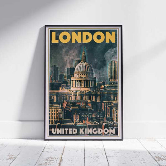 AFFICHE encadrée LONDRES ST PAUL (Y) | Édition Limitée | Conception originale par Alecse™ | Série d'affiches de voyage vintage