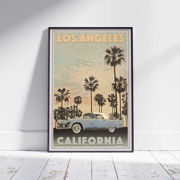 AFFICHE T-BIRD LOS ANGELES encadrée | Édition Limitée | Conception originale par Alecse™ | Série d'affiches de voyage vintage