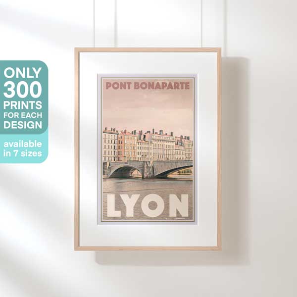 Limited edition Lyon cityscape poster, one of 300, elegantly framed and displayed