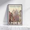 Framed LYON FOURVIERE POSTER | Limited Edition | Original Design by Alecse™ | Vintage Travel Poster Series