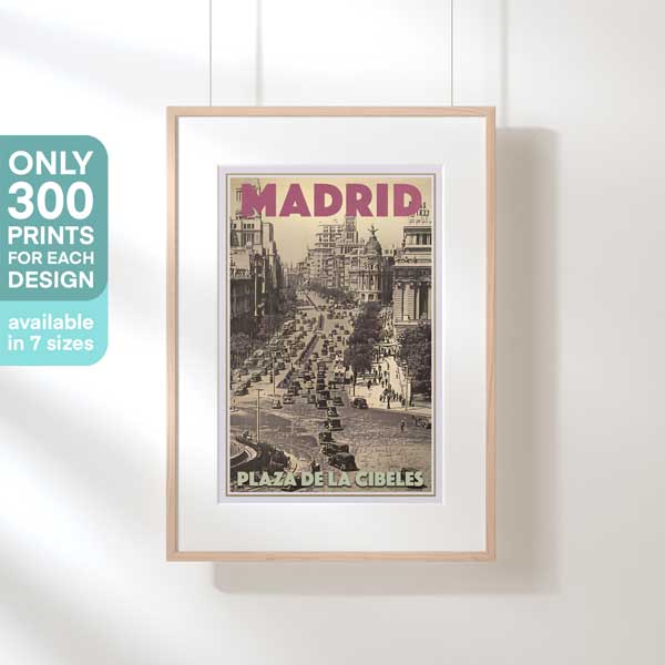 AFFICHE PLAZA DE LA CIBELES MADRID | Édition Limitée | Conception originale par Alecse™ | Série d'affiches de voyage vintage