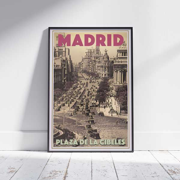 Framed PLAZA DE LA CIBELES MADRID POSTER | Limited Edition | Original Design by Alecse™ | Vintage Travel Poster Series