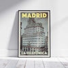 AFFICHE LA TELEFONICA MADRID encadrée | Édition Limitée | Conception originale par Alecse™ | Série d'affiches de voyage vintage