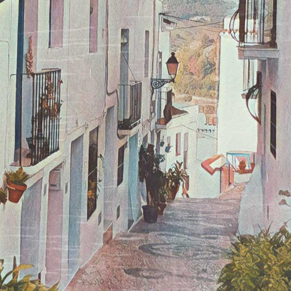 Details of the poster / Close-up view | Please note that all our Art Prints have an half tone render to mimic the old posters printing process where colors were rendered by the juxtaposition of dots of different colors and sizes | Those art prints are not photos and are not supposed to be crisp | All blurs and vintage effects are intended by the artist