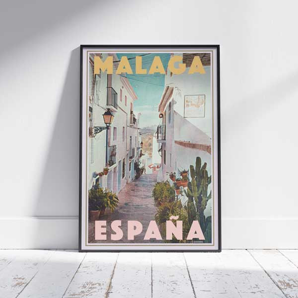 Affiche Malaga encadrée par Alecse, Spain Travel Poster, édition limitée