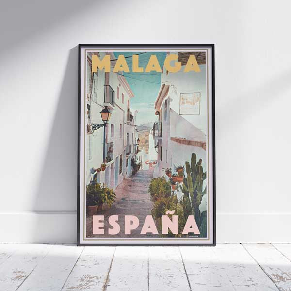 Framed Malaga poster by Alecse, Spain Travel Poster, limited edition