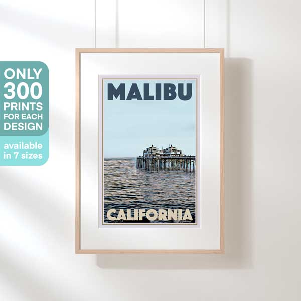 MALIBU PIER CALIFORNIA POSTER | Limited Edition | Original Design by Alecse™ | Vintage Travel Poster Series