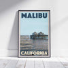 Framed MALIBU PIER CALIFORNIA POSTER | Limited Edition | Original Design by Alecse™ | Vintage Travel Poster Series