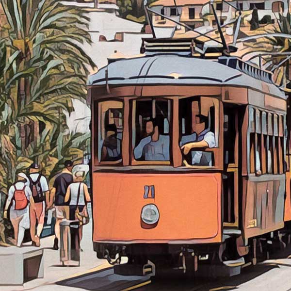 Details of the poster / Close-up view | Please note that all our Art Prints have an half tone render to mimic the old posters printing process where colors were rendered by the juxtaposition of dots of different colors and sizes | Those art prints are not photos and are not supposed to be crisp | All blurs and vintage effects are intended by the artist