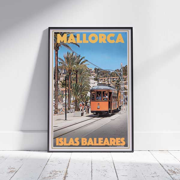 Framed MALLORCA TRAM 2 POSTER | Limited Edition | Original Design by Alecse™ | Vintage Travel Poster Series