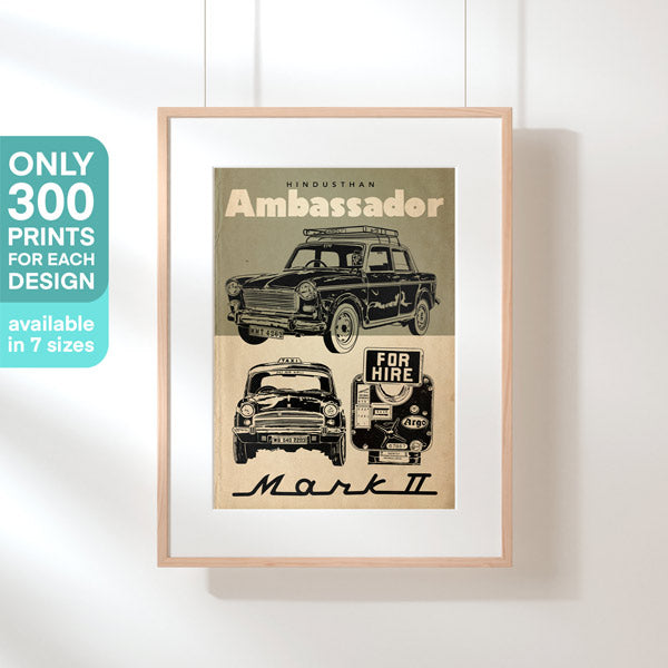 Affiche de taxi Bombay Ambassador Kaki