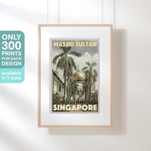 AFFICHE MASJID SULTAN SINGAPOUR | Édition Limitée | Conception originale par Alecse™ | Série d'affiches de voyage vintage