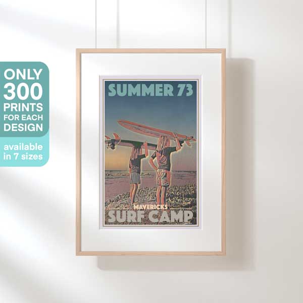 MAVERICKS SURF CAMP POSTER | Limited Edition | Original Design by Alecse™ | Vintage Travel Poster Series