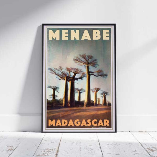 AFFICHE MENABE BAOBAB MADAGASCAR encadrée | Édition Limitée | Conception originale par Alecse™ | Série d'affiches de voyage vintage