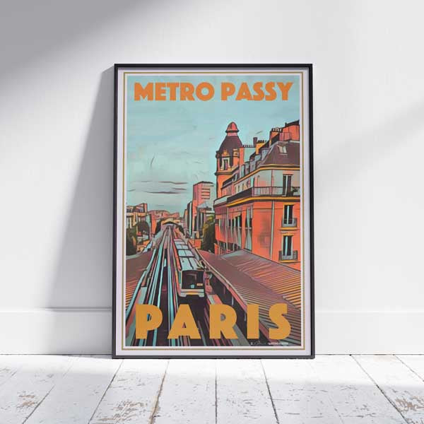 Framed METRO PASSY PARIS POSTER | Limited Edition | Original Design by Alecse™ | Vintage Travel Poster Series