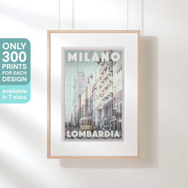 Tram Milano by Alecse, Italy Travel Poster, limited edition