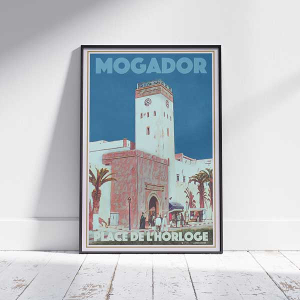 Framed MOGADOR PLACE DE l'HORLOGE POSTER | Limited Edition | Original Design by Alecse™ | Vintage Travel Poster Series