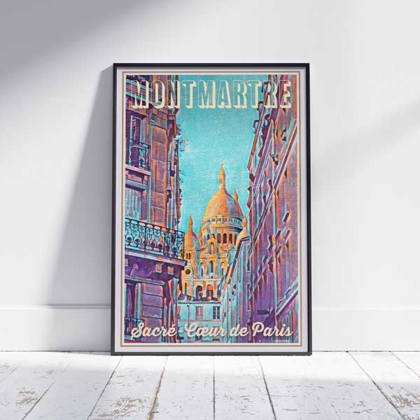 Framed MONTMARTRE SACRE-COEUR POSTER | Limited Edition | Original Design by Alecse™ | Vintage Travel Poster Series