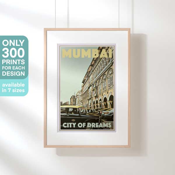 Alecse's Mumbai City of Dreams Poster in hanging frame, highlighting the limited 300 edition series