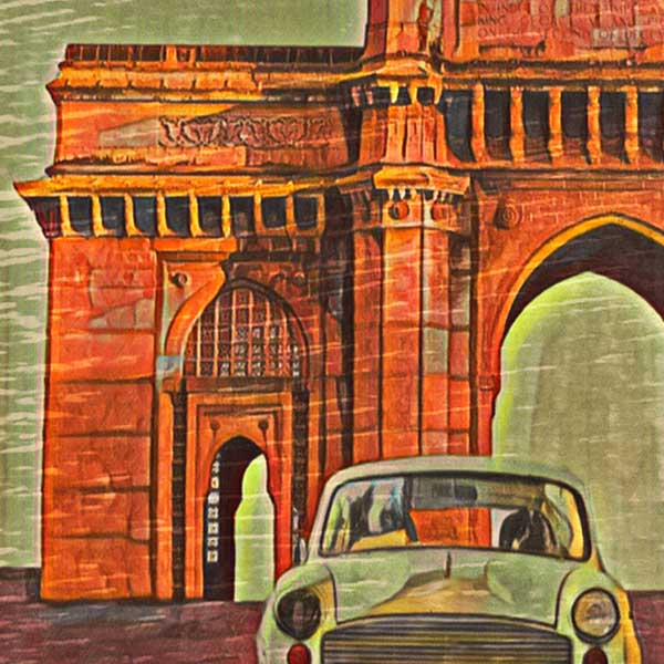 Close-up view of the Gateway of India Mumbai Travel Poster showcasing Alecse’s soft focus style