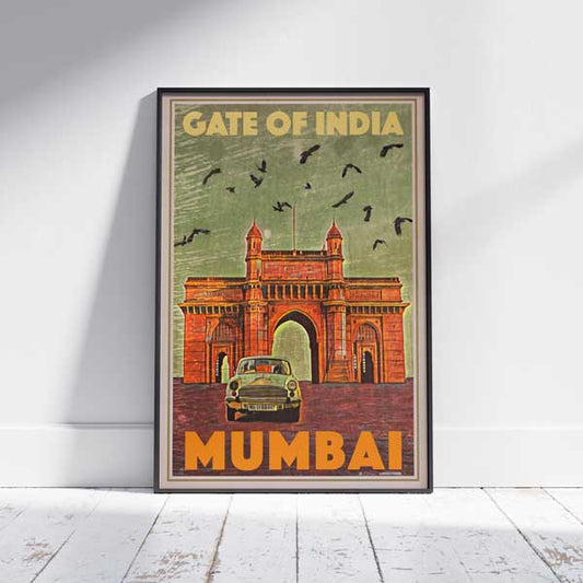 Affiche encadrée MUMBAI GATE WAY OF INDIA | Édition Limitée | Conception originale par Alecse™ | Série d'affiches de voyage vintage